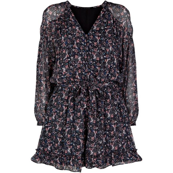 AllSaints Black Kaylee Sketch Playsuit - Picture 1 of 4